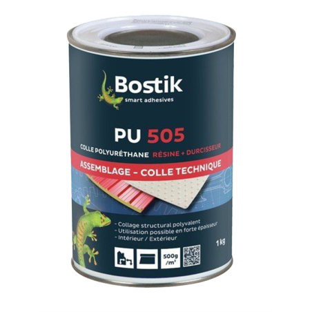 Colle PU 505 Bostik : une colle polyuréthane haute performance pour assemblages techniques, intérieurs et extérieurs.