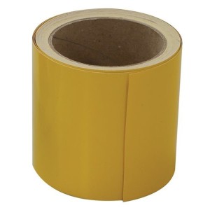 Rouleau de contremarche adhésive jaune, 10 cm x 10 m.  Idéal pour la sécurité et la signalisation.