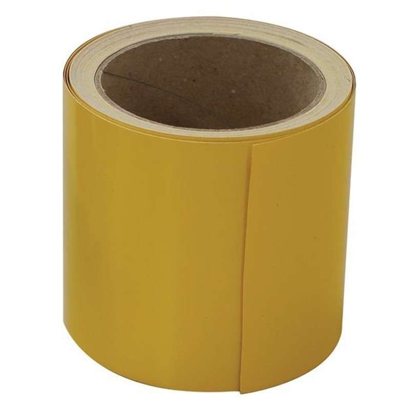 Rouleau de contremarche adhésive jaune, 10 cm x 10 m.  Idéal pour la sécurité et la signalisation.